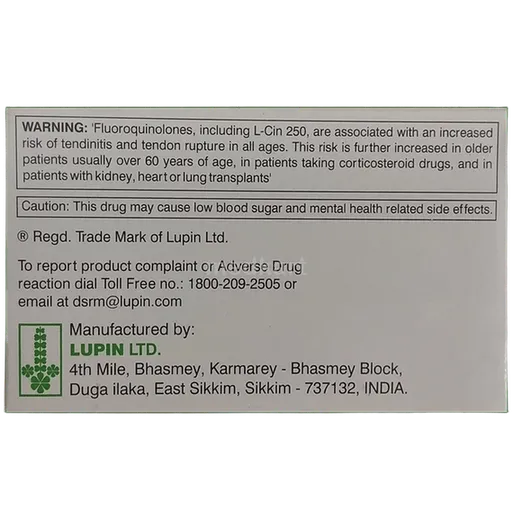 l cin 250mg tablet 10's